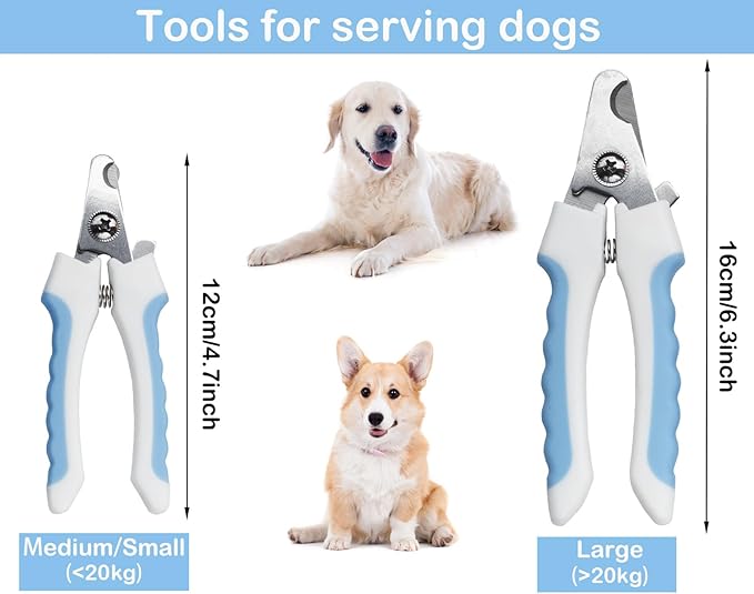 5Pieces Dogs and Cats Grooming Nail Clippers Kit Pet Claws Nail Clipper Trimmers, with Protective Guard Lock to Avoid Over Cutting, Professional Trimmers for Large and Small Cat and Dog Animal. (Blue)