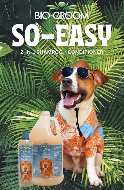 Bio-Groom So Easy 2 in 1 Shampoo & Conditioner - Dog & Puppy Shampoo and Conditioner, Detangling Dog Wash for Grooming, Soap Free, 12:1 Concentration - Refreshing Fruit Scent, 12 fl oz