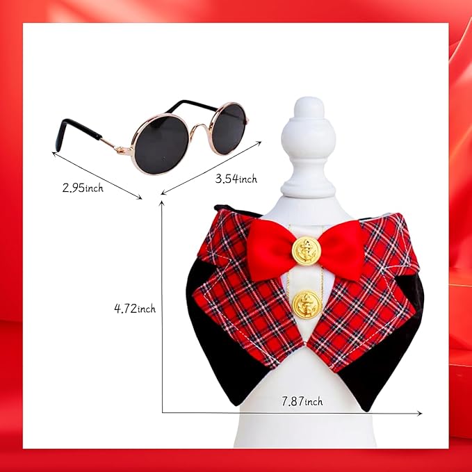 Dog Tuxedo Formal Cat Birthday Costume Cat Dog Formal Wedding Attire (red)