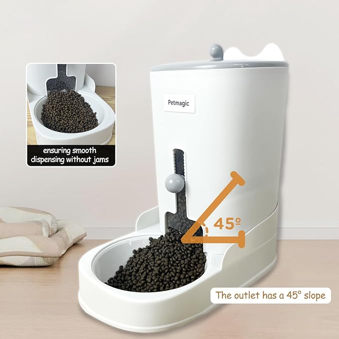 Automatic cat Feeder by Petmagic is a 4.4L Large-Capacity cat Food and Water Bowl Set. This Two-Piece Set is Suitable for pet Feeding, Including Small and Medium-Sized Dogs, Kittens.