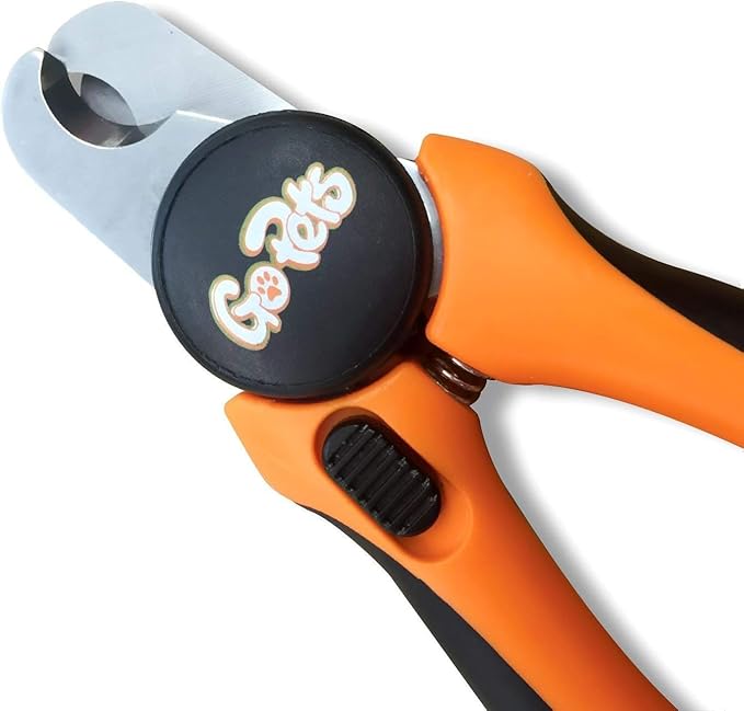 GoPets Pet Nail Clipper for Large Sized Dogs & Cats, Angled Stainless Steel Blades with Safety Guard, Ergonomic Handle for Safe and Effective Trimming, Heavy Duty Nail Clippers for Thick Nails