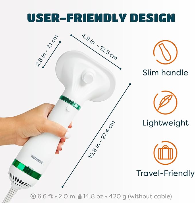 Pet Hair Dryer for Small-Sized Dogs and Cats | 2-in-1 Dog Hair Dryer with Self Cleaning Slicker Brush | Dog Blow Dryer | 300 Watts, Overheat Protection, Portable, Adjustable Temperature