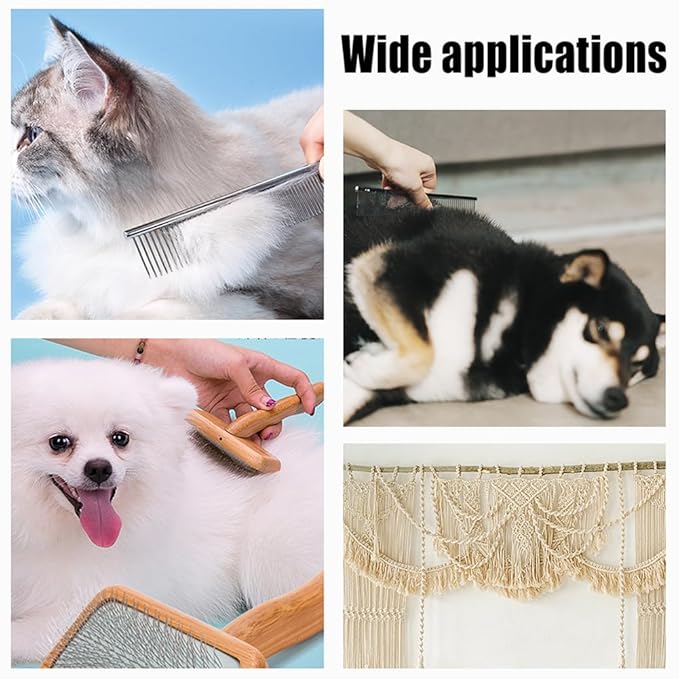 CHGCRAFT 4 Styles Macrame Fringe Comb Set Stainless Steel Metal Combs Macrame Tassel Brush for DIY Macrame Plant Hangers Wall Hangings for Dogs Cats Pets Hair Removing Knots