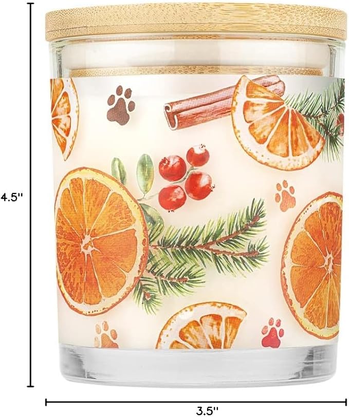 One Fur All Pet House Candle 2 Pack - Plant-Based/Soy, Long Lasting Pet Odor Candle for Home - Orange Spice