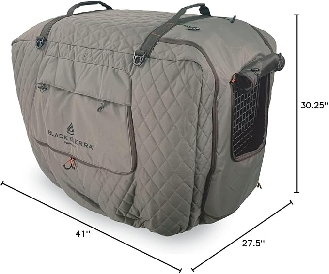 Black Sierra Insulated Extra Large Dog Kennel Cover- 41 Inch, Ventilated, Weather Resistant- Extra Large Crate Cover with Handles for Camping, Travel