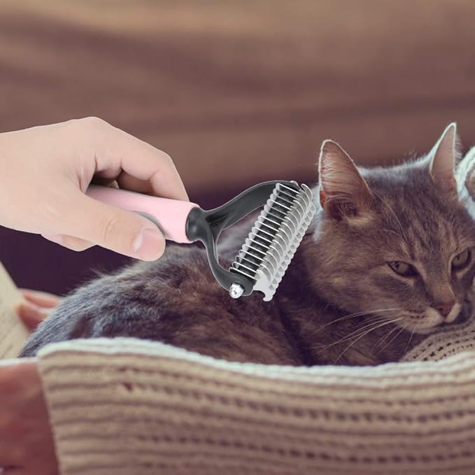 Grooming Brush Pet Hair Brush, Pet Neat Pet Grooming Brush, Hair Knot Comb, Dog Grooming, Grooming Tool for Dogs for Puppy(Pink, small)