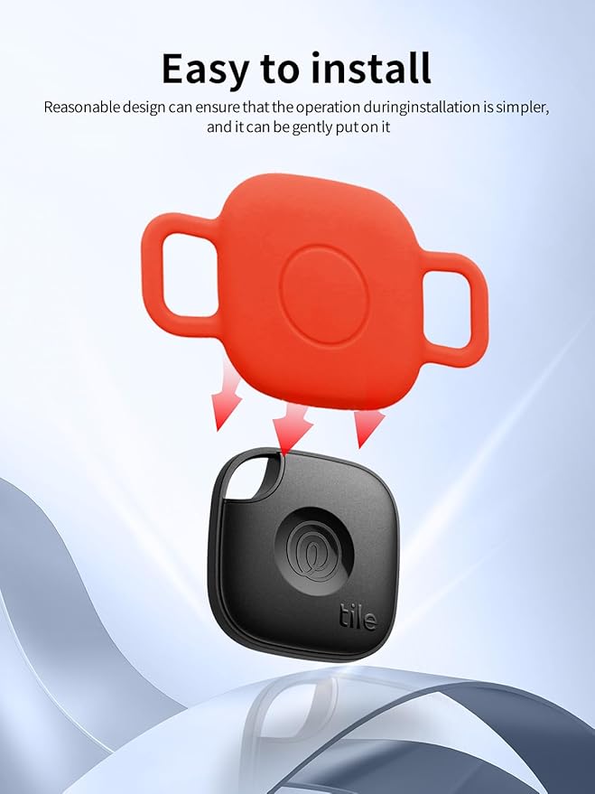 Case for Tile by Life360 Mate (2024) Bluetooth Tracker for Dog, Cat, Pets, Soft Silicone Protective Portable Scratch Shock Resistant,1 Red+1 Blue.
