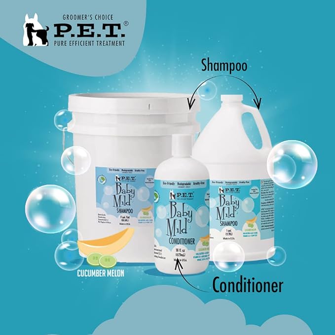 P.E.T. Pure Efficient Treatment Baby Mild - Cucumber Melon Conditioner for Puppies & Kittens - 16 Fl. Oz - Eco-Friendly, Paraben-Free