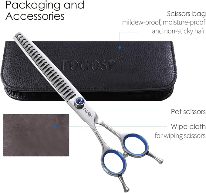 Chunkers Dog Grooming Scissors Left Handed 7.5'' Professional Thinning Shears for Dogs Pet Grooming Scissors Chunkers Shears Dog Grooming Japan 440C 70% Thinning Rate 24 Teeth(7.5'' Chunkers)