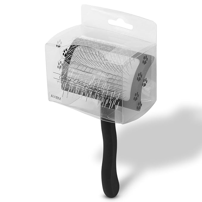 Chris Christensen Big K Dog Slicker Brush for Dogs (Goldendoodles, Labradoodles, Poodles), Groom Like a Professional, Fluff Detangle Style, Saves Time Energy, Black, Medium