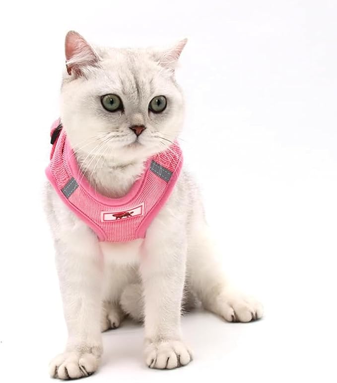FEimaX Dog Harness and Leash Set, No Pull Reflective Adjustable Pet Harnesses for Puppy Kitten Soft Corduroy Chest Harness for Small Medium Dogs and Cats Easy Control Vest for Outdoor Walking