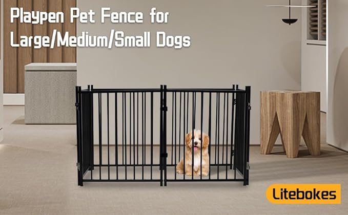 Dog Playpen Indoor, 4 6 8 Panels Metal Dog Fence,Playpen for Medium/Small Dogs, Portable Pet Puppy Playpen for Indoor Outdoor (8pcs)