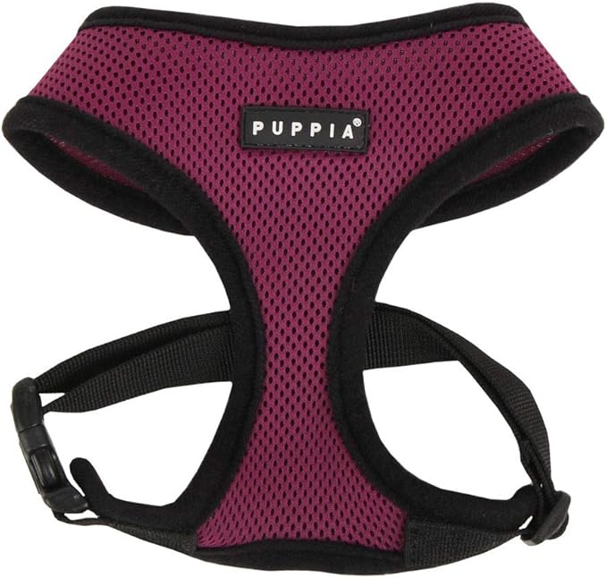 Puppia Soft Dog Harness No Choke Over-The-Head Triple Layered Breathable Mesh Adjustable Chest Belt and Quick-Release Buckle, Purple, Large