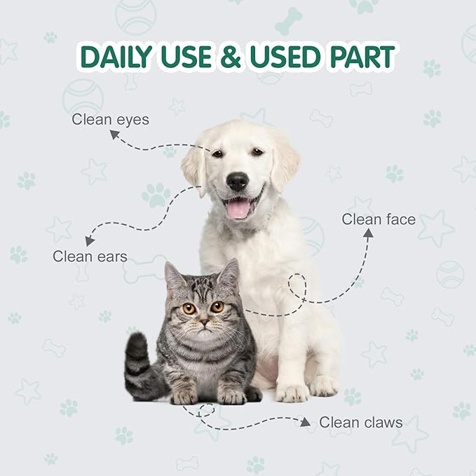 COCOYO Disposable Wet Wipes for Dogs & Cats I 300 Wipes for Cleaning and Deodorizing - Plant-Based, Hypoallergenic Pet Wipes for Puppies - Wipes for Paws, Butt, & Body - Fragrance Free