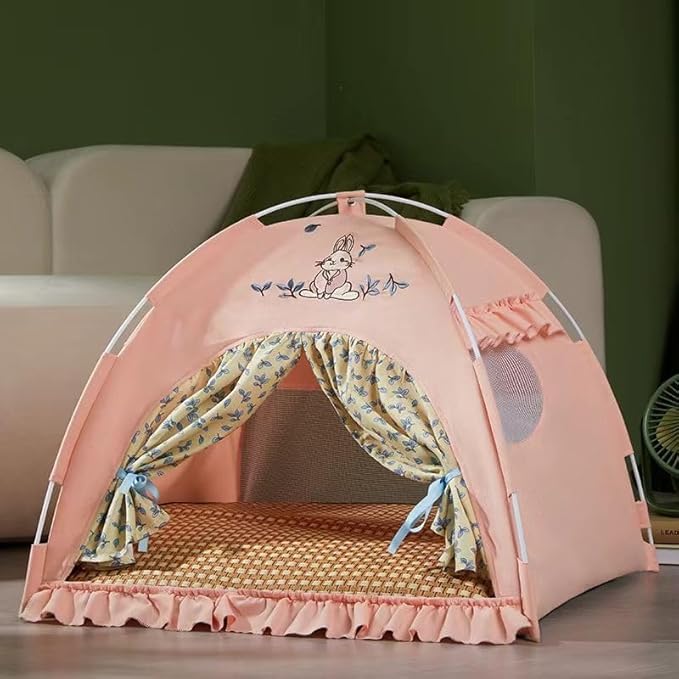 Cute Cat Teepee Cave, Cat Tent Foldable Indoor Outdoor with Thick Mat,Puppy Bed Tent,Bunny Pet Tent Teepee,Portable Dog House Teepee Tent, Cat Bed,Dog Bed Tent,Puppy Bunny,Pet Tent Teepee (Z1, M)