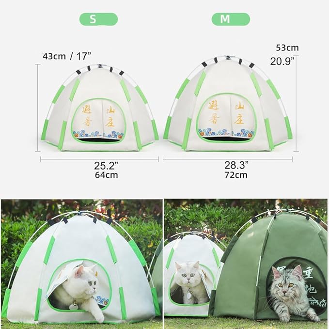 Cute Cat Teepee Cave, Cat Tent Foldable Indoor Outdoor with Thick Mat,Puppy Bed Tent,Bunny Pet Tent Teepee,Portable Dog House Teepee Tent, Cat Bed,Dog Bed Tent,Puppy Bunny,Pet Tent Teepee (M, S)