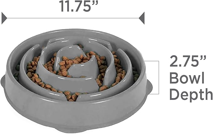 Outward Hound Fun Feeder Slo Bowl, Large Slow Feeder Dog Bowl, 4 Cups, Gray