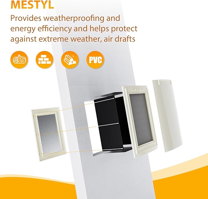 MESTYL Dog Playpen, 40" Height 16 Panels Outdoor/Indoor Pet Play Pen and Dog Door for Wall, Pet Door, Easy to Install