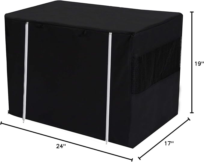 Geyecete Dog Crate Cover - Dog cage Covers Universal Fit for 24-48Inch Wire Dog cage, Lightweight Polyester Fabric, Breathable Double Door Dog Cage Cover-Black-30 Inch