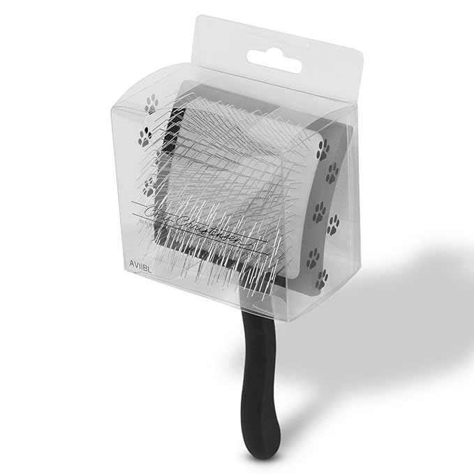 Chris Christensen Big K Dog Slicker Brush for Dogs (Goldendoodles, Labradoodles, Poodles), Groom Like a Professional, Fluff Detangle Style, Saves Time Energy, Black, Large