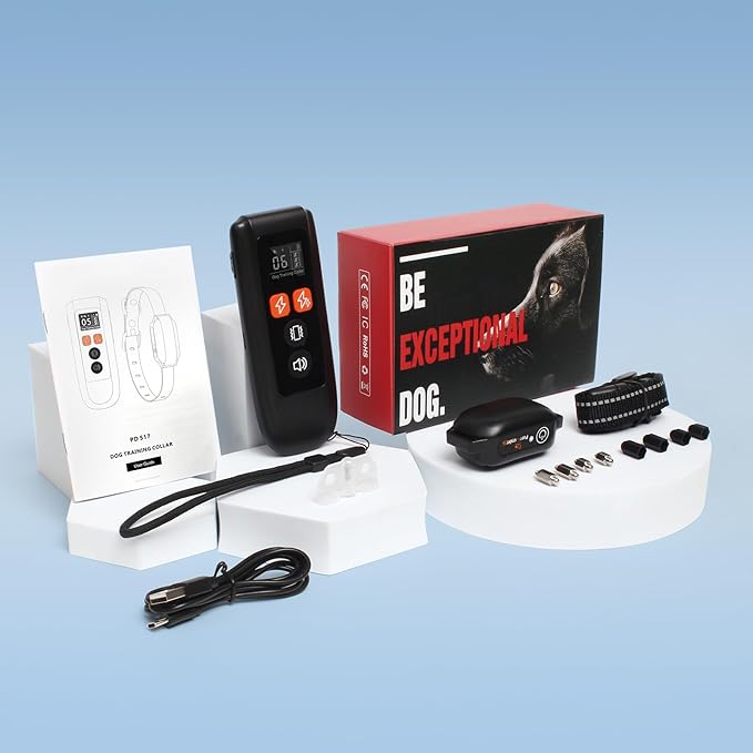 Dog Shock Collar with Remote Control, Bark Collar for Large Medium Small Breed 15-100 Lbs Waterproof, Beep Vibrate Shock Electric Dog Training Collar with Remote, Dog Barking E Collar