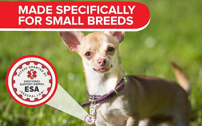 Industrial Puppy Emotional Support Dog Tag, 2 Pack: Metal Pet ID Tags for Emotional Support Dogs, ESA, and Therapy Dogs, 1 Inch Diameter, Double Sided, Navy Lettering and Red Enamel Trim