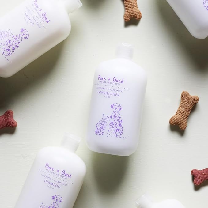 Lavender + Chamomile Shampoo and Conditioner Set, Soothing Lavender and Herbaceous Chamomile, Formulated for All Pets, Gentle and Cleansing, Made in The USA, Cruelty Free, 16 fl oz