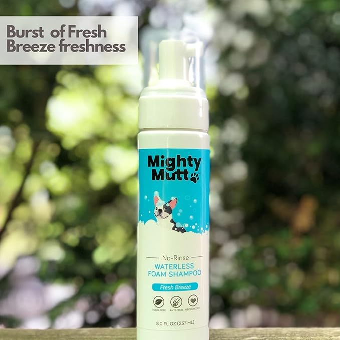 Mighty Mutt Waterless Foam Shampoo for Dogs | Dry Shampoo for Dogs No Rinse | Deodorizes Smelly Dogs | Soothing & Anti-Itch | Hypoallergenic | Waterless Dog Shampoo – Fresh Breeze Refill | 30 fl oz