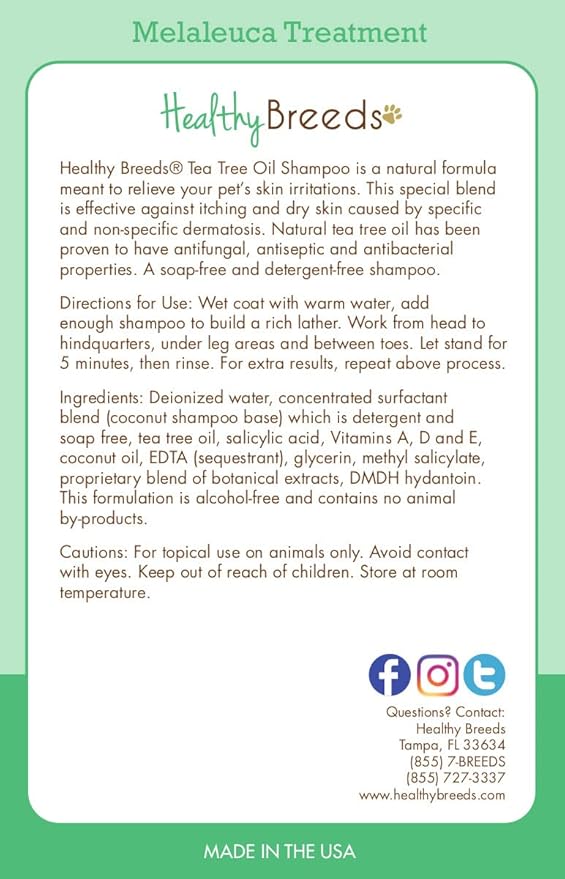 Healthy Breeds Manchester Terrier Tea Tree Oil Shampoo – Formulated for Dry, Irritated Skin – Reduce Dandruff – Wintergreen Scent – 8 oz