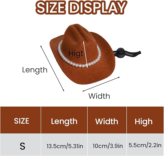 Pet Cowboy Costume Accessories Halloween Costumes for Small Pet Dogs Cat Cowboy Hat for Dogs and Bandana Scarf Halloween Party Western Cosplay Accessories (Brown, Small)