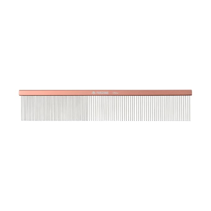2-in-1 Metal Comb for Dogs, Mikra Greyhound Comb (Fine & Medium), 101 Stainless Steel Pins Dog Comb, Aluminum 22cm Handle, Lightweight, Gentle Combing, Face/Head Fur Tangle Free