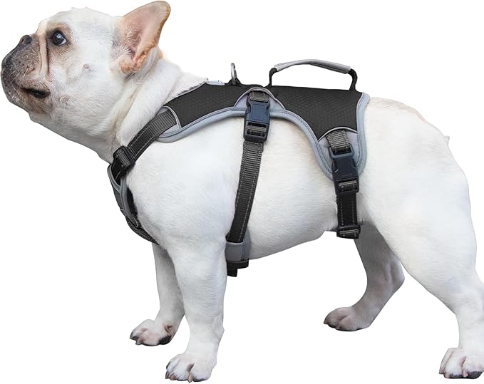 Escape Proof Dog Harness, Escape Artist Harness, Reflective Dog Harness with Handle, Durable,Adjustable Vest for Small Medium Large Dogs Walking, Training, and Running Gear(Black, S)