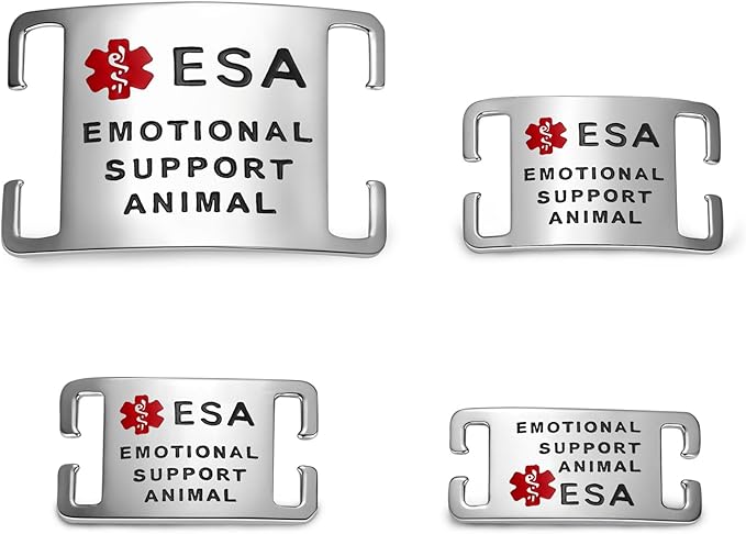 No Noise Stainless Steel K9 ESA Dog Tags, Slide on Dog Collar or Harness Quickly and Securely â Stainless Steel/Medium