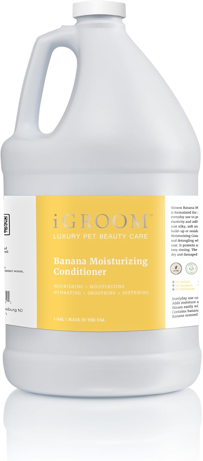 iGroom Banana Moisturizing Conditioner, Luxury Pet Beauty Care, Optimize Moisture Balance, Gallon