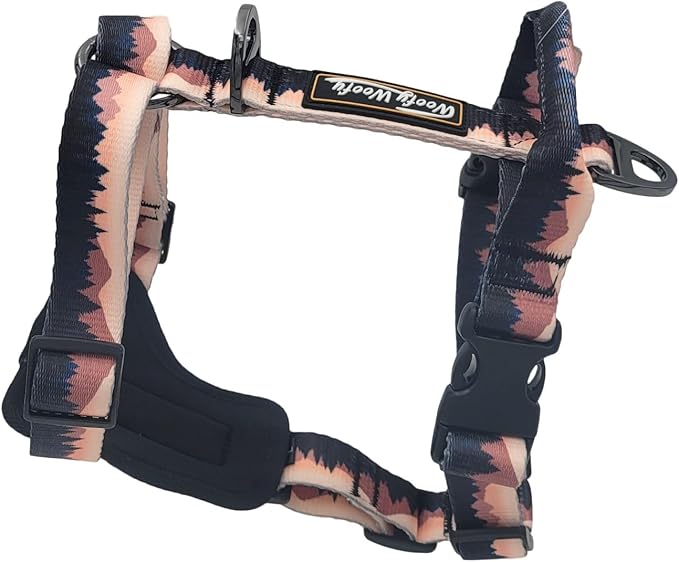 Casual H Dog Harness, No-Pull Pet Harness with 2 Leash Clips, Twilight Forest Gradiant Color, Adjustable Soft Padded Dog Vest for Small Medium Large Dogs (S)