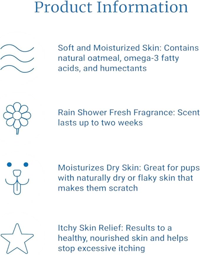 PetAg Fresh 'n Clean Itch Relief Shampoo - Rain Shower Fresh Scent Dog Shampoo - Instant Relief for Dry & Irritated Skin - 18 fl oz