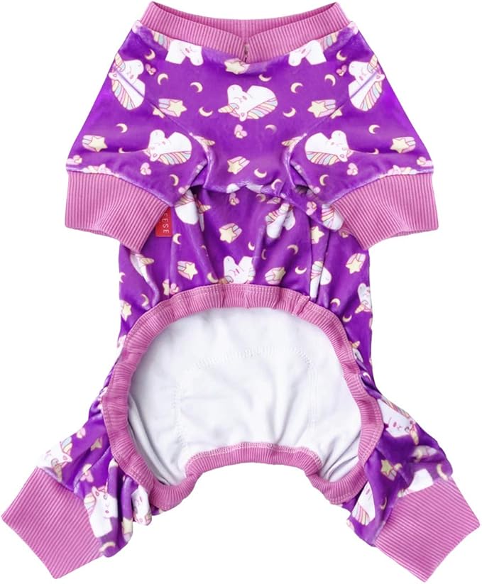 KYEESE Dog Pajamas Soft Dogs Clothes Pet Coat Velvet Dog Pajamas Small Sized Dogs Comfy Doggie Jammies Onesie Stretchy Doggie Pjs Pet Costume with Unicorn Pattern, Small