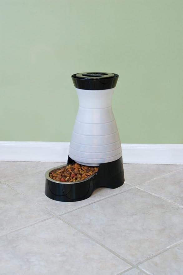 PetSafe Healthy Pet Food Station - Medium, 4 lb Kibble Capacity - Gravity Pet Feeder Dry Food Dispenser, Automatic Cat Feeder, Small to Medium Dog Feeder - Removable Stainless Steel Bowl Included