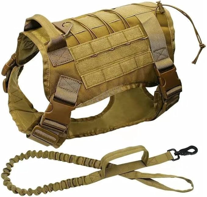 Premium Tactical Dog Harness, Military Dog Harness Patent Straps, Extended Service Dog Vest No Pull Dog Harness with Way Handles& Metal D Rings, Personalized Dog Vest (M)
