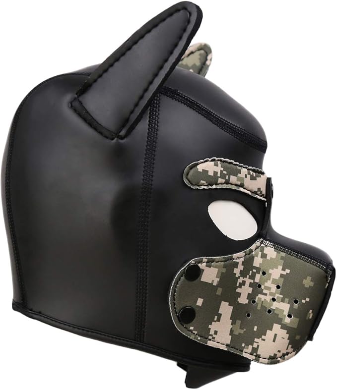 Neoprene Puppy Hood Camo Full Face Mask Cosplay Costume Dog Head Masks