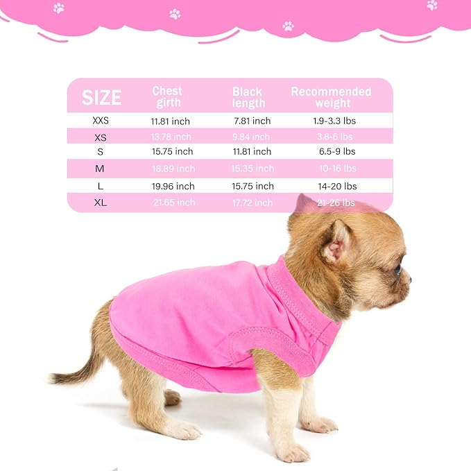 2 Pieces Dog Clothes Spring Summer Puppy Soft Dog Shirt Solid Color Chihuahua Clothes Pet Clothing Cute Cat Clothing XXS~M (Rose,Purple, Medium)