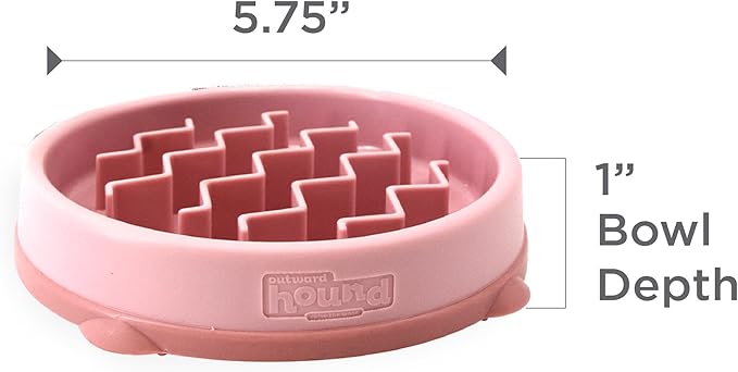 Outward Hound Fun Feeder Slo Bowl, Small Slow Feeder Dog Bowl, 3/4 Cups, Mini, Pink