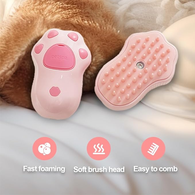 Cat Steamy Brush Dog brushes Cat Claw Pet Brush for Shedding Grooming, Lightweight Skin Friendly Pet Brush Hair Removal Comb Brushes for Long or Medium Haired Cats(Pink)