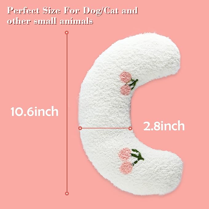 T'CHAQUE Dog Pillow Bed, Cat Calming Pillow, Dog Neck Pillow for Joint Relief Sleeping, Ultra Soft Half Donut Cuddler, Pillow Pet for Upper Spine Support, Doggy/Kitten Pillow Training Toy,White