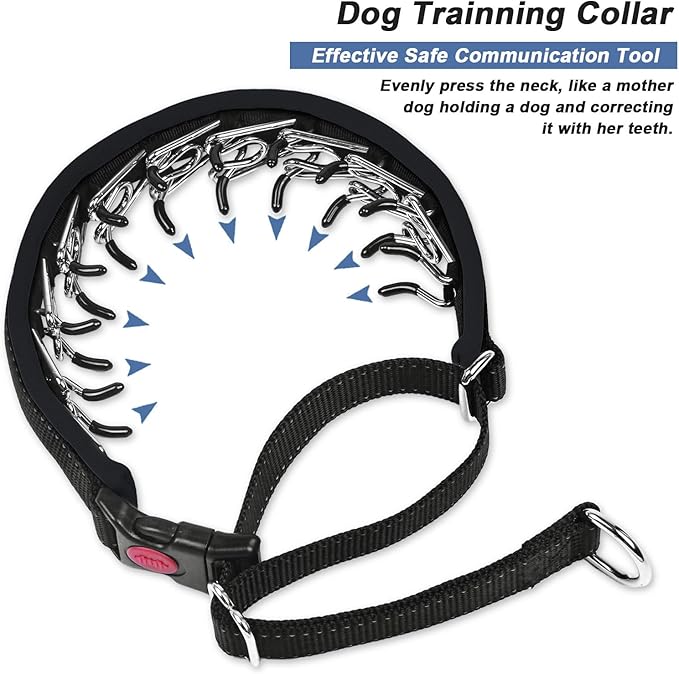 Martingale Collar for Dogs, Heavy Duty Nylon No Pull Dog Collar with Buckle, Adjustable Anti Pull Collar Reflective Slip Collar for Large Medium Small Dog Training Walking M Black