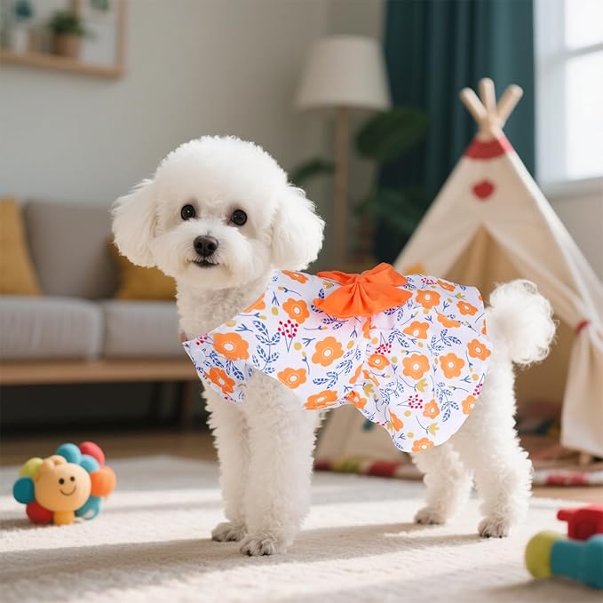choyaxo Floral Dog Dress Cute Dog Skirt Pet Dress Summer Pet Clothes for Puppy Small Cats