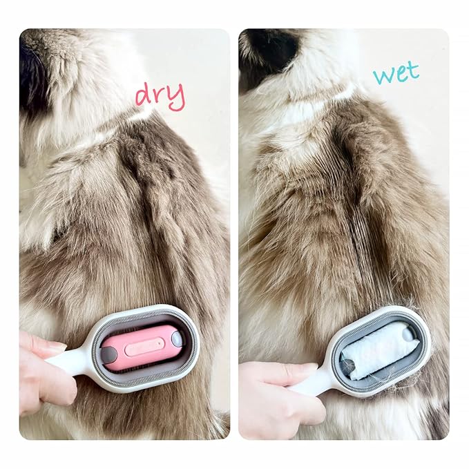 Cat Brush with Water Tank Pet Hair Removal Comb Slicker Brushes for Dogs Cats Grooming Tool Removes Loose Undercoat Mats Tangled Hair Brush for Pet Massage (LongHaired Pink)