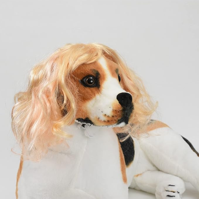 Funny Dog Cat Cosplay Wig for Halloween, Christmas, Parties, Festivals - Pet Wigs for Small, Medium and Large Dogs (Long Blonde Curly Hair)