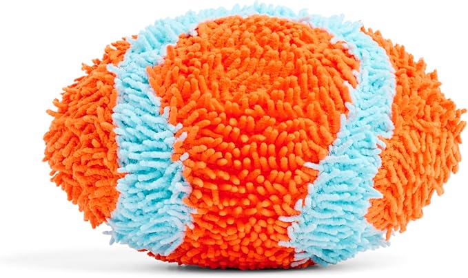 Chuckit! Indoor Fetch Fumbler Dog Toy - Soft Pet Toy for Dogs - Made with Durable, Lightweight, Plush Chenille Fabric - Great Alternative to Balls - 9.5-inch Diameter - Orange and Blue