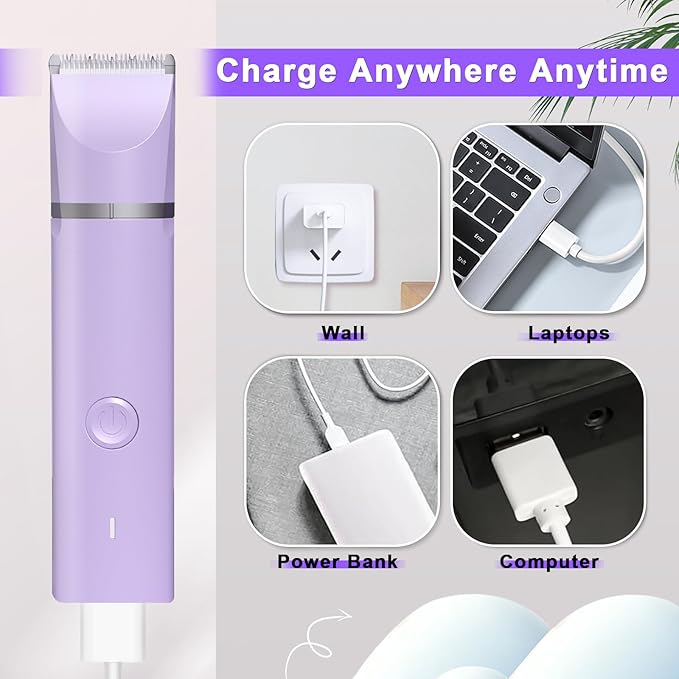 Dog Grooming Clippers Kit-Electric Rechargeable Cat Trimmer Tools-Cordless Quiet Pet Nail Paw Grinder-4 in 1 Multifunctional Low Noise Shaver-Razor for feet Face Ears Toenail Eye